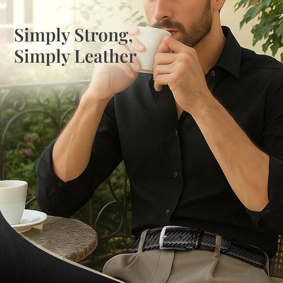 Genuine Black Leather Dress Belt for Men Tan Men Belts Suits Jeans Uniform Belts - Picture 7 of 7